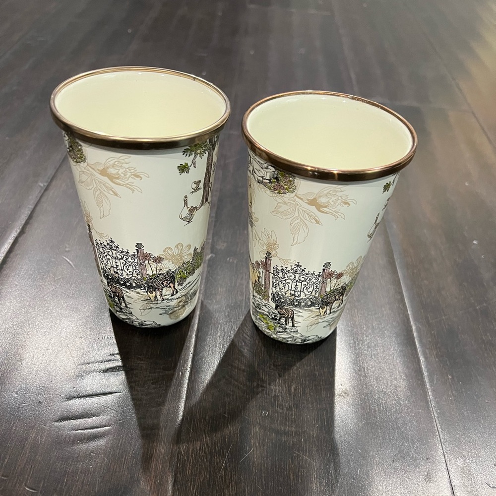 Mackenzie Childs aurora drinking glasses set of 2 - rare retired find!